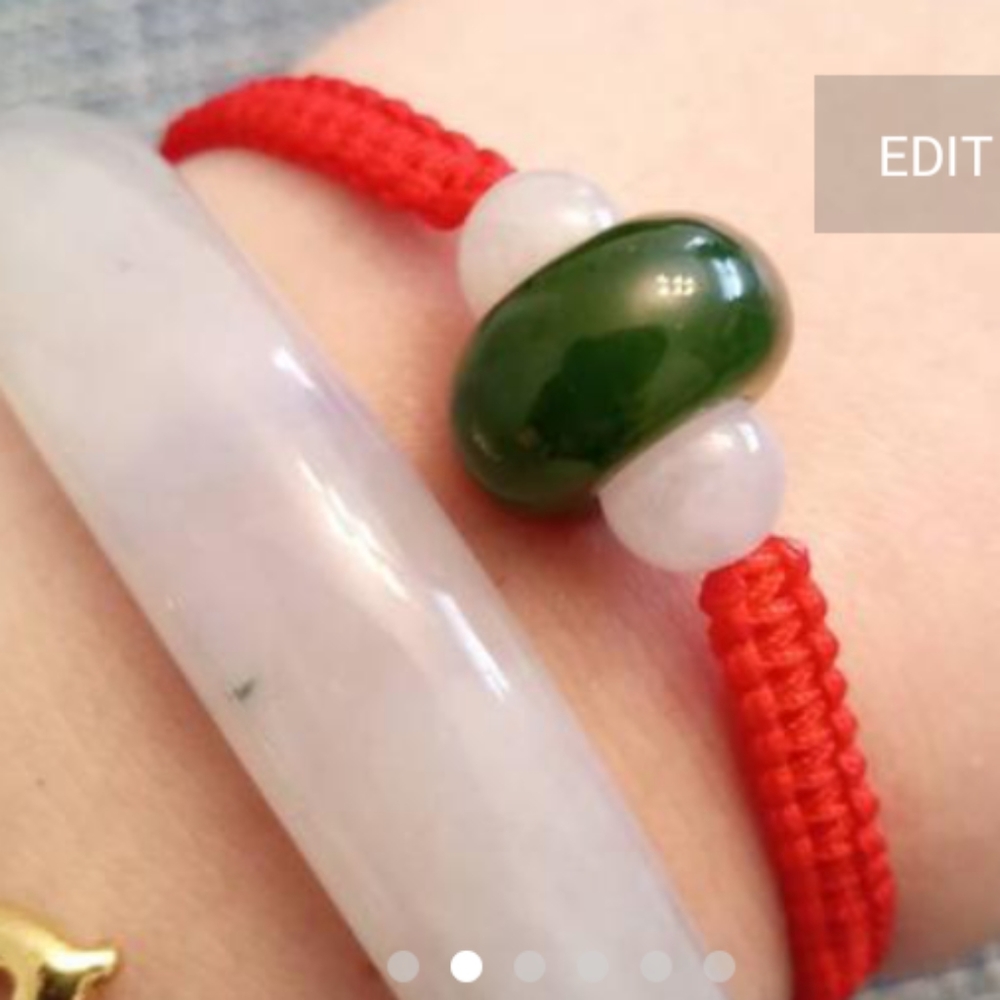 Red String Bracelet with Canadian Jade - Picture 2 of 6